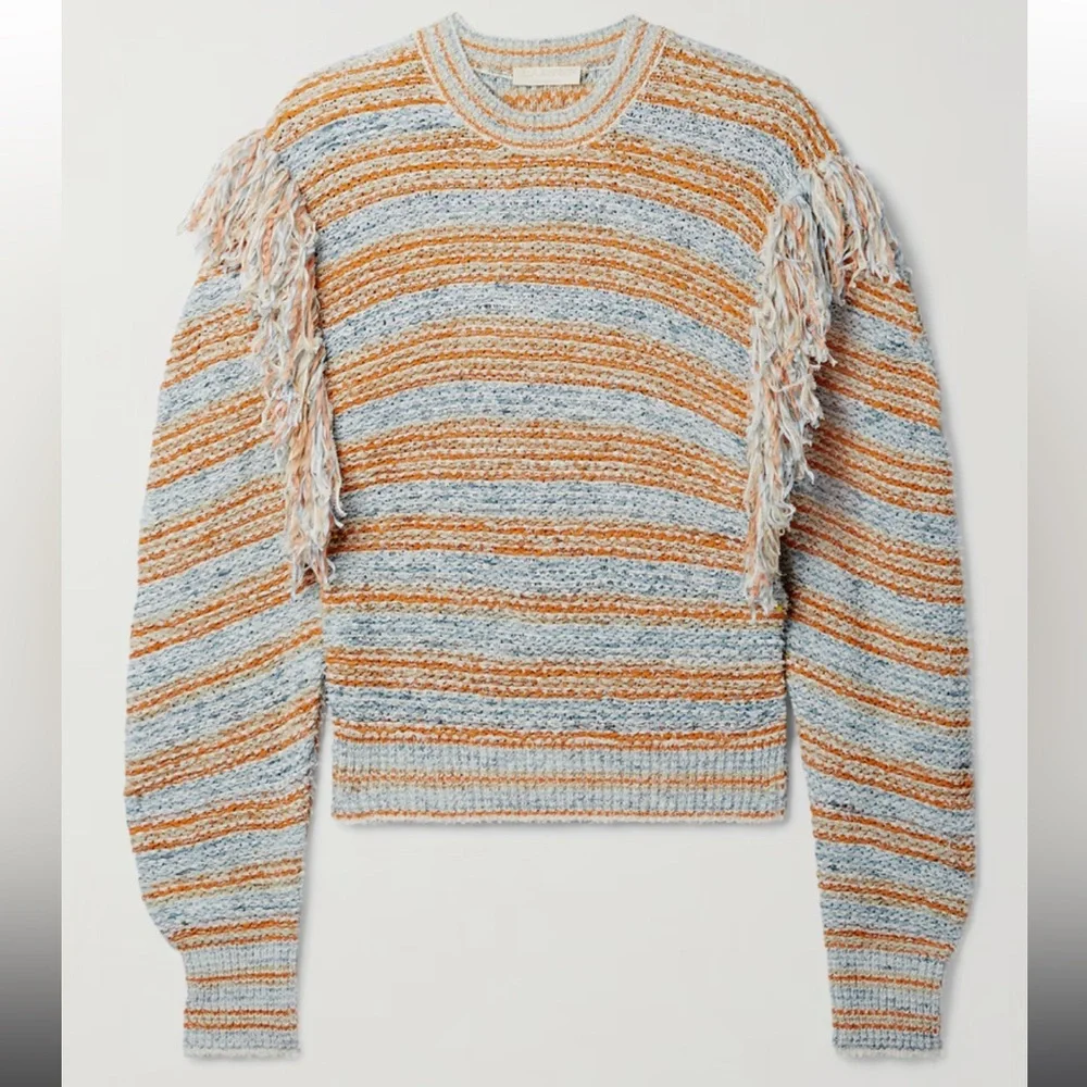 Ulla Johnson Arquette Fringe Crewneck Sweater, Size S - Picture 2 of 10